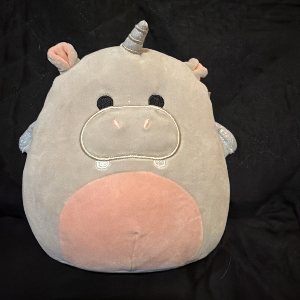 Squishmallows 8" Plush Gray Hippo Haizley Soft Stuffed Animal Silver Wings